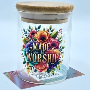 NWT NIB FAITH BASED QUOTES BAMBOO LID W/SEAL GLASS JARS PERFECT FOR GIFT GIVING!